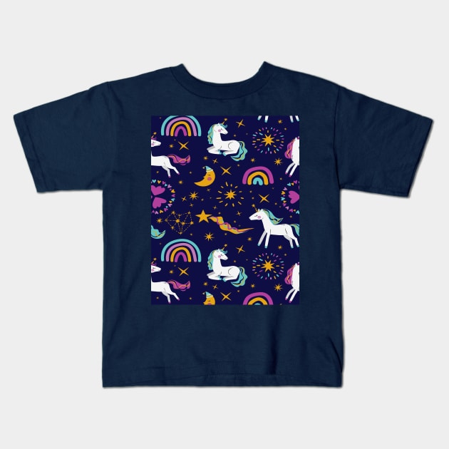 Unicorn Pattern Kids T-Shirt by DragonTees